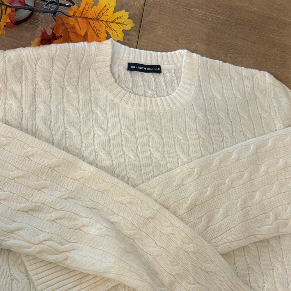 Brandy Melville Cream Cable Knit Sweater